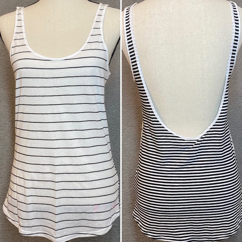 PINK Victoria’s Secret Tank Top Size XS Striped Low Cut Back Oversized